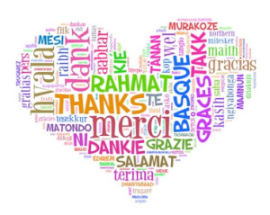 colorful heart filled with thanks in various languages