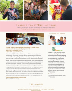 Imagine Tea at The Langham on March 5, 2016 and March 6 supports Five Acres