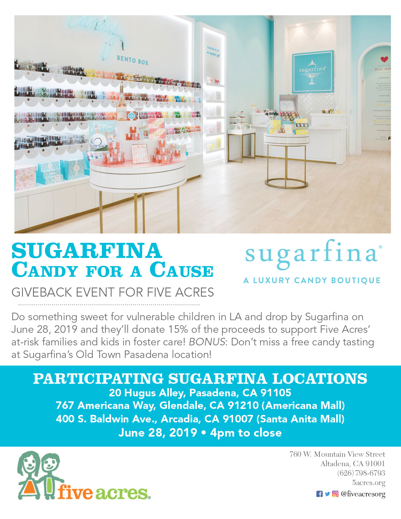 Sugarfina Giveback for Five Acres 2019