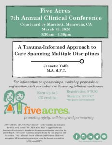 Flyer on Five Acres 7th Annual Clinical Conference which will be held on March 19 in Monrovia