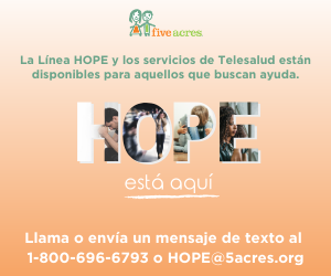 Five Acres HOPE line is here call or text 1-800-696-6793 or HOPE@5acres.org