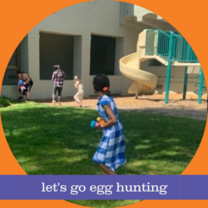 photo of children at Five Acres going on an egg hunt