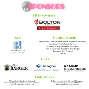 Five Acres Golf Classic and Dinner sponsors and underwriters