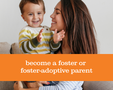 a mother holding a toddler with the words that read become a foster or foster-adoptive parent