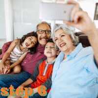 Happy grandparents with grandchildren selfie