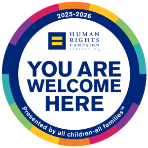Inclusion badge with welcoming message