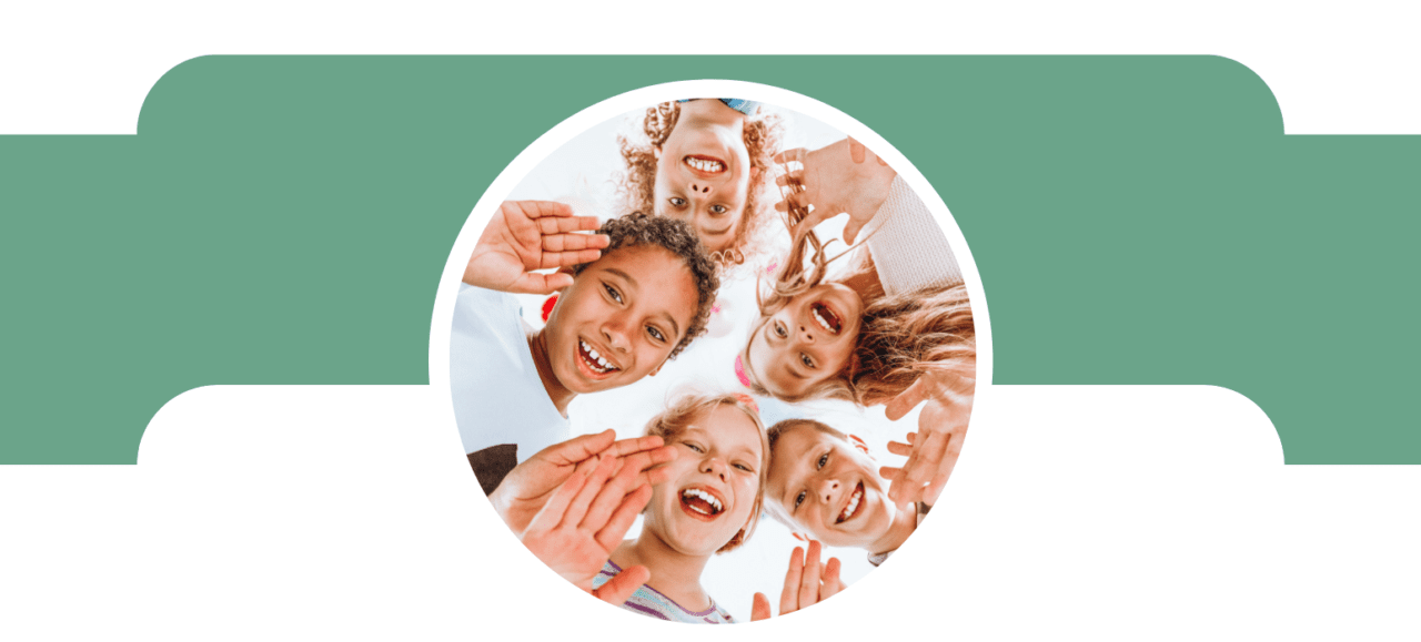 Smiling children in a circle