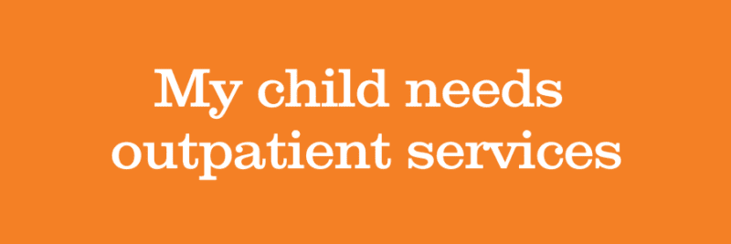 Orange background with outpatient services message