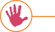 Red handprint in orange circle