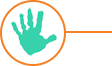Green handprint inside orange circle