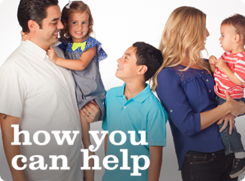 Family portrait with "how you can help