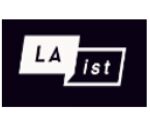 Logo with 'LA' and 'ist' in speech bubbles on black.